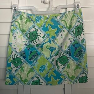Lilly Pulitzer Starboard Patch skirt teal Nautical White Label